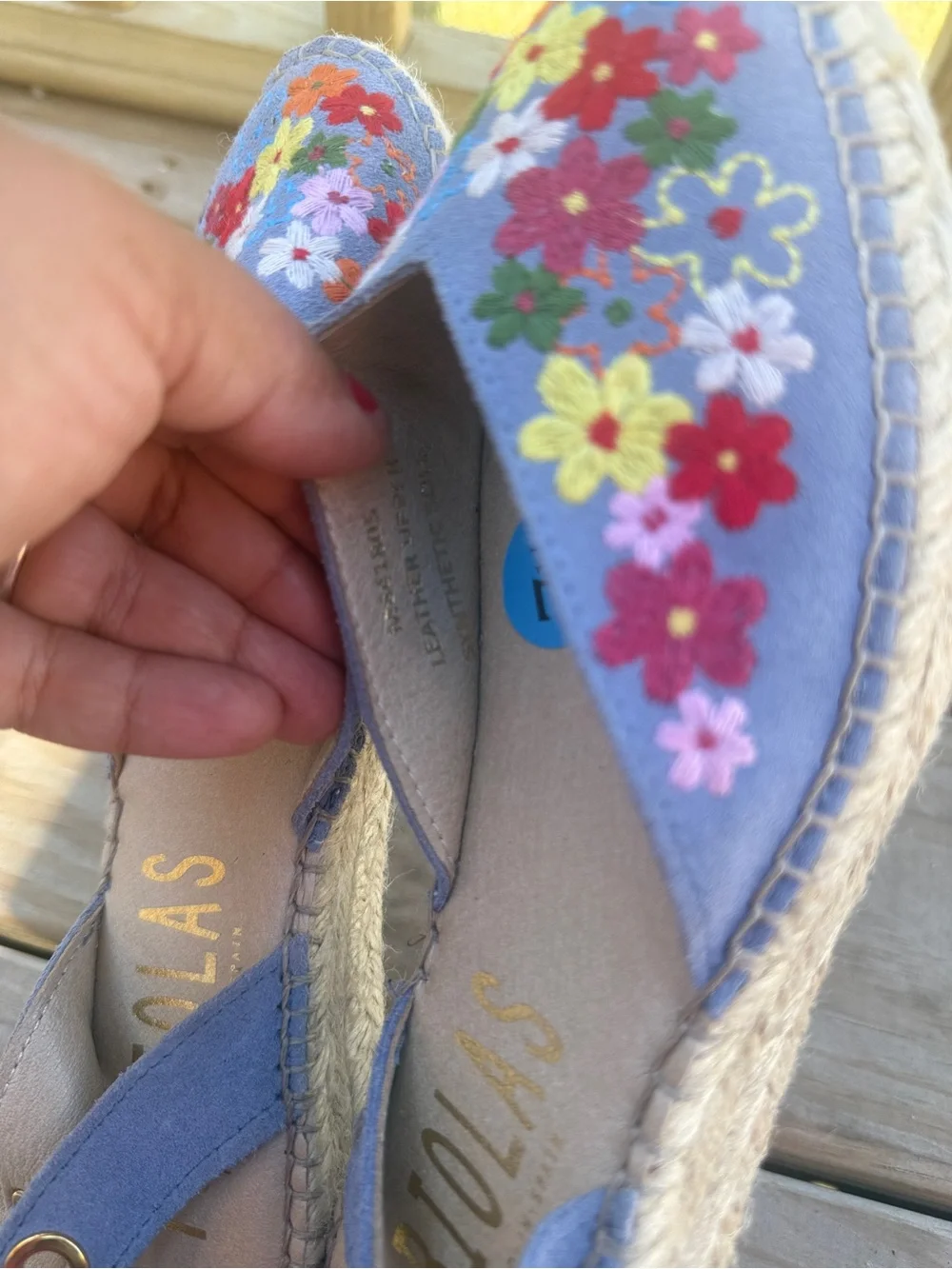 Lavender Embroidered Floral Espadrille Slingbacks - Picture 5 of 6